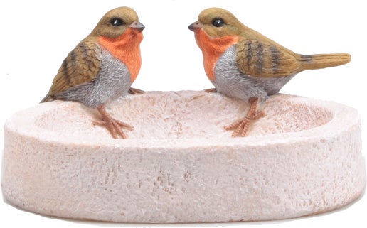 Farmwood Animals vogelbad Birdie roodborst crème 20 x 15 x 10,5 cm