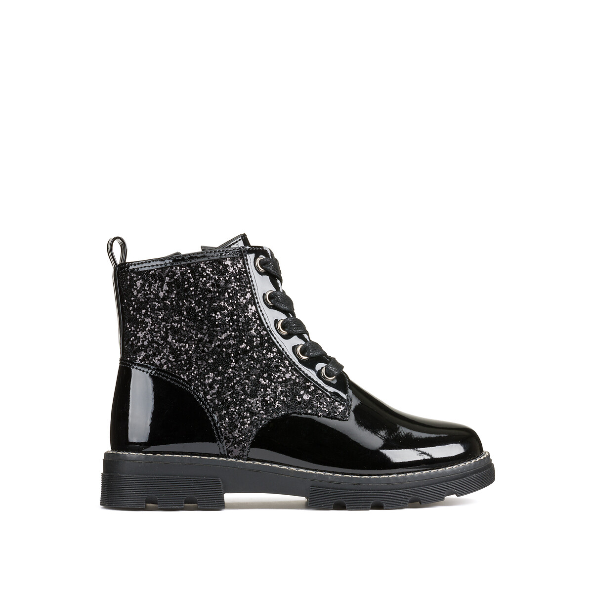 COLEÇÃO LA REDOUTE<br>Botas de cano curto com lantejoulas, zíper e cadarços