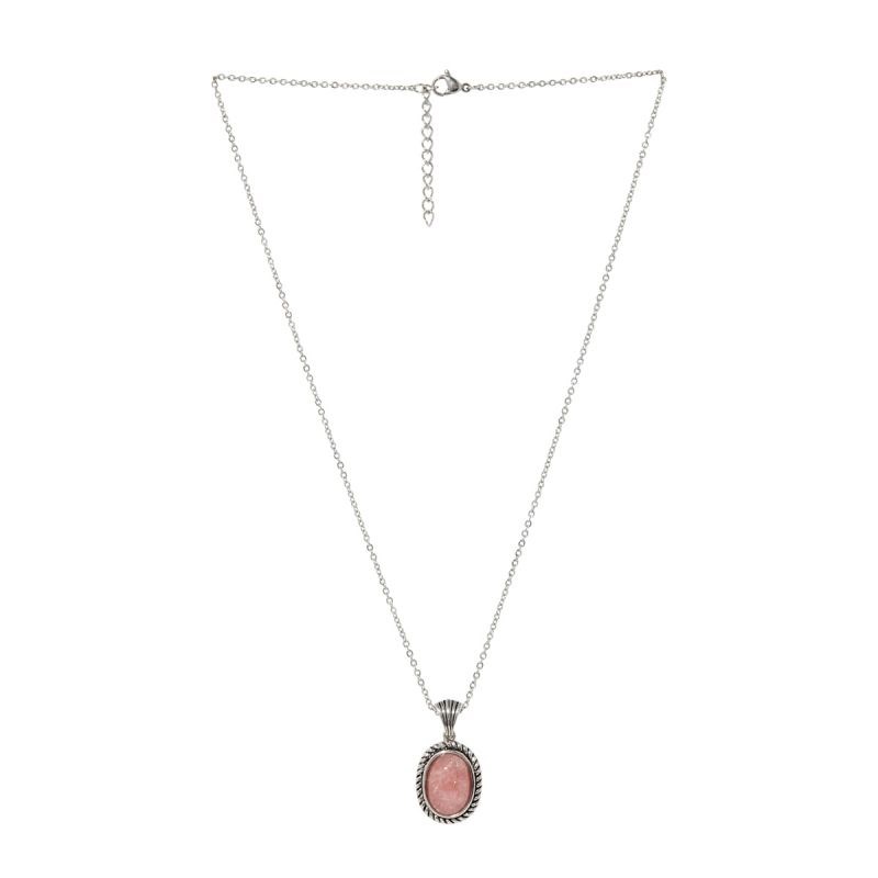 Pendentif argent massif et pierre naturelle