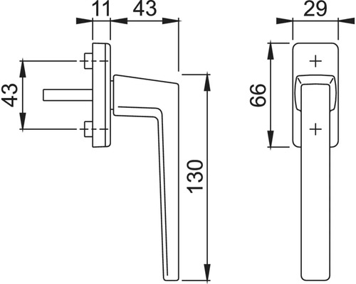 AnsaPro raamkruk wit, variabele stiftlengte 32-42 mm, inclusief bevestigingsschroeven