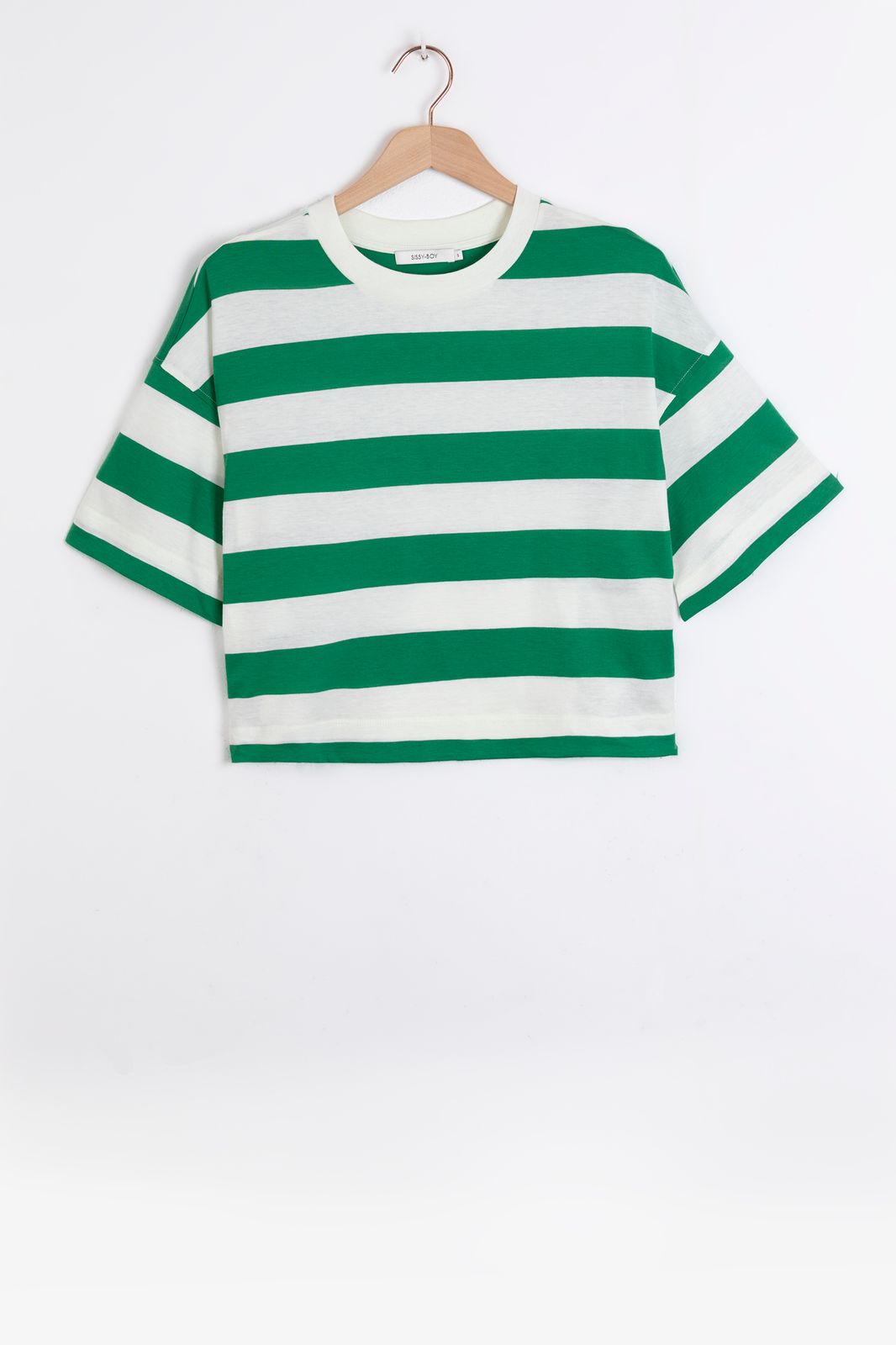 Groen gestreept cropped T-shirt