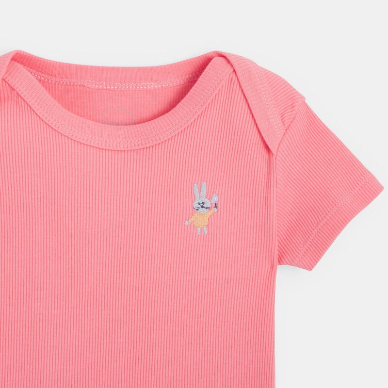 T-shirt manches courtes bébé en coton bio rose Absorba Rose