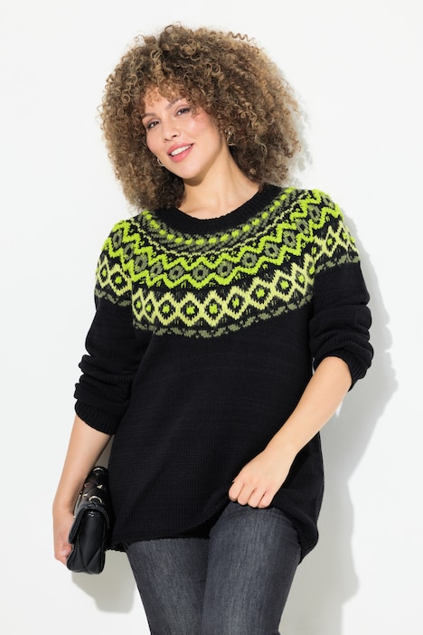 Pullover, Norwegermuster, Rundhals, Langarm