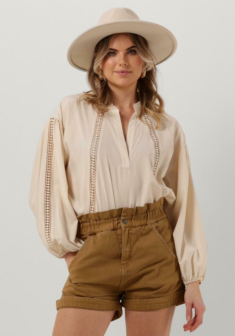 SUMMUM witte summum blouse top lace accent tencel/cotton