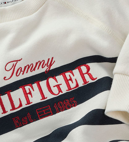 Tommy Hilfiger Sweatshirt - Schriftzug - Dark Nacht Navy Stripe