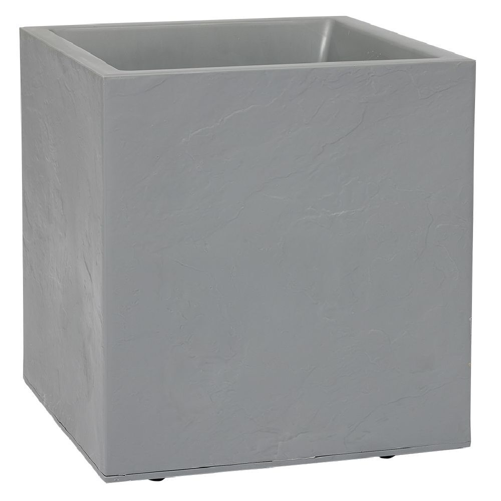 Pot carré Volcania plastique gris anthracite 31L 39,5x39,5xH43,5cm