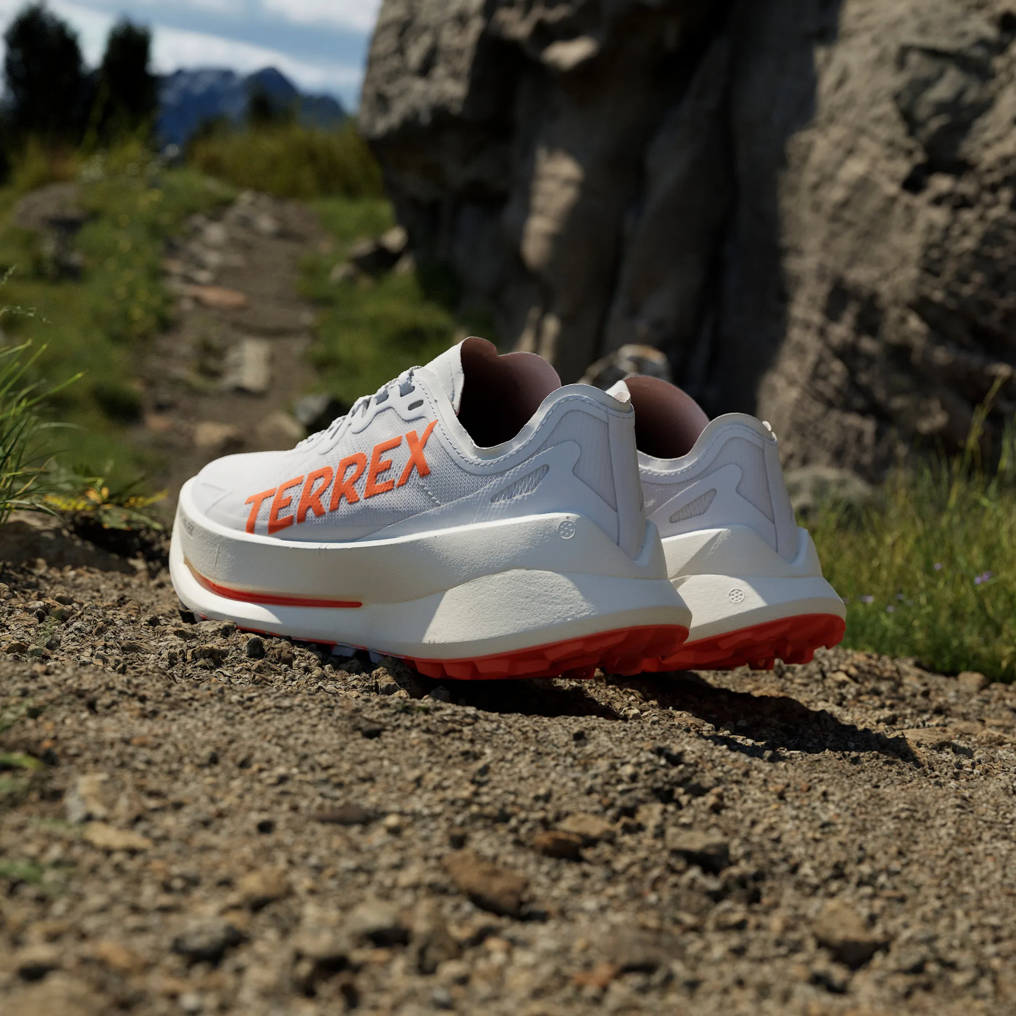 Adidas Women's Terrex Agravic Speed Ultra Trail Running Shoes Cloud White/Impact Orange/Dash Grey
