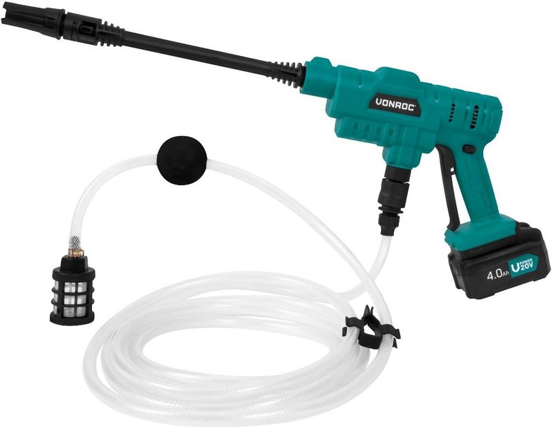 VONROC Accu Drukreiniger - 20V - 24bar - 198 l/h - Incl. 5m Aanzuigslang en Spuitmond