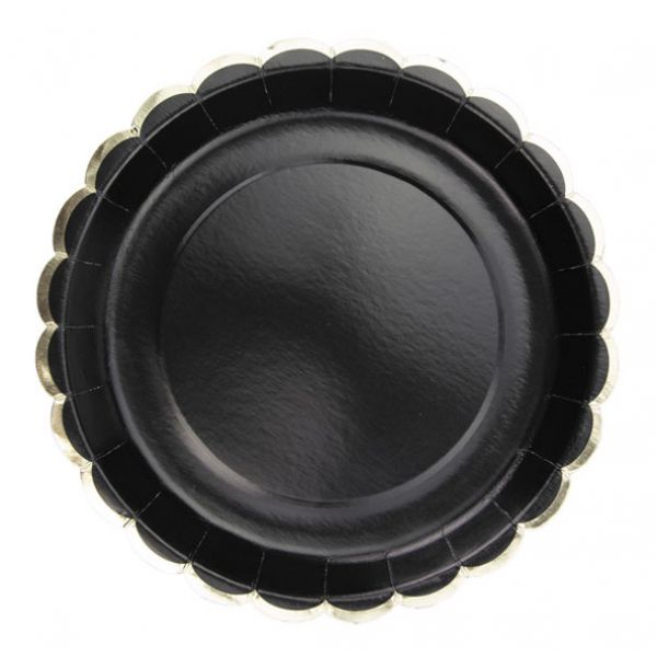 Tim E Puce Pratos 23cm com rebordo Dourado - Preto 8 un. - 550669309