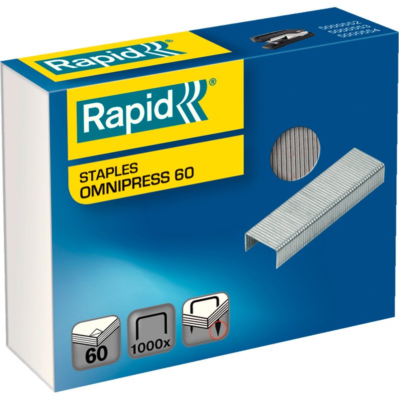 Agrafes Rapid Omnipress 60 galvanisé - Boîte de 1000