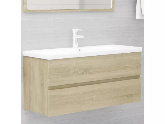 Armoire d'évier avec lavabo intégré Chêne sonoma Aggloméré