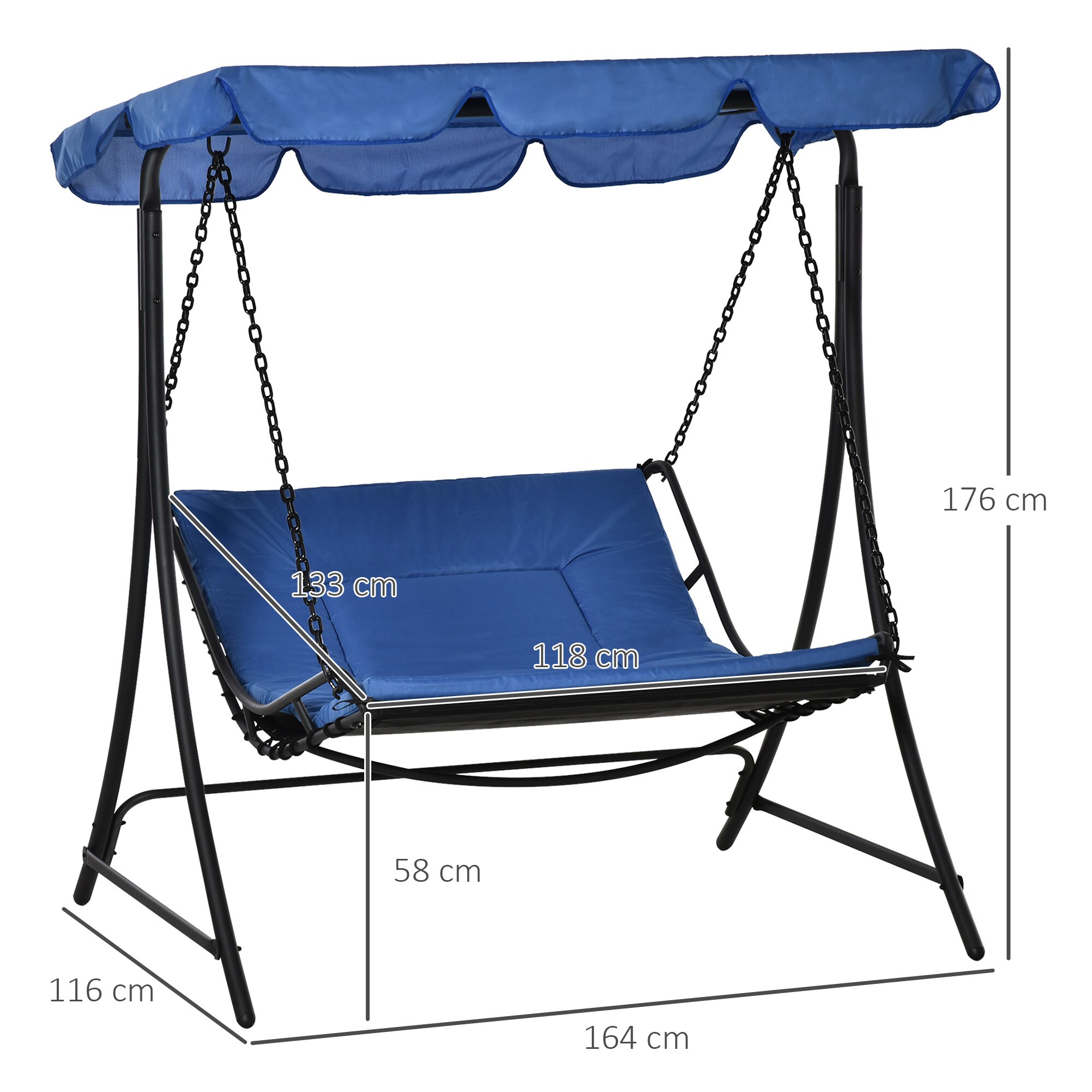 Outsunny Schwingliege mit Dach 160 x 117 x 173 cm (LxBxH)