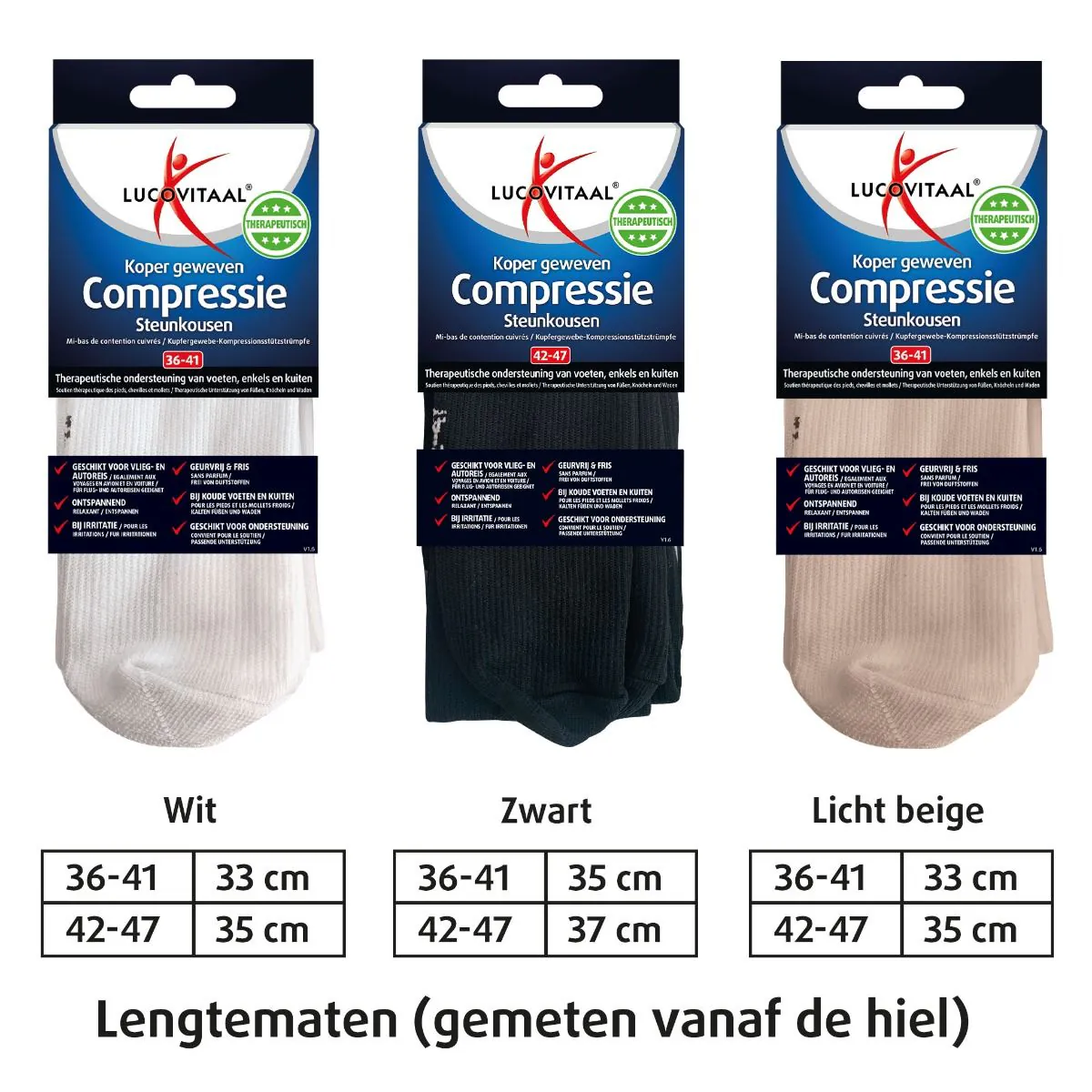 Koper Geweven Compressie Steun Kousen (Zwart)