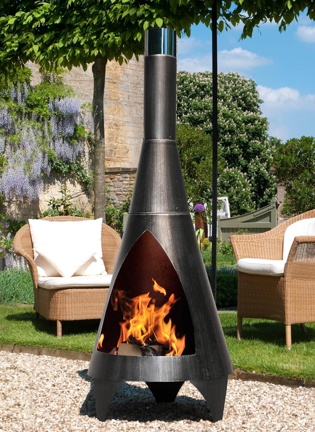 Buschbeck Feuerstelle, Stahlofen Colorado, silber/schwarz, 60 x 60 x 160 cm, 90051.000