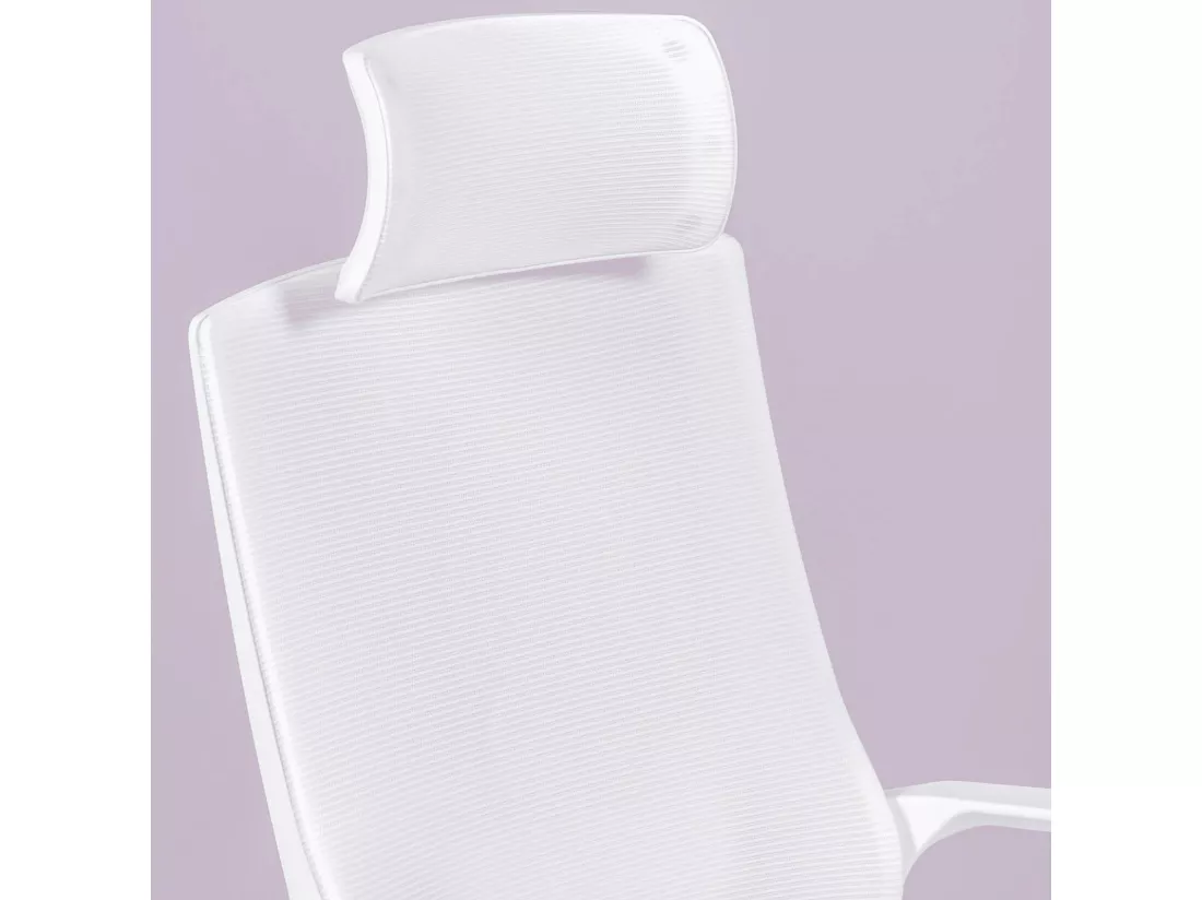Chaise de bureau ergonomique en mesh respirante et appui-tête réglable - Mesh - Blanc