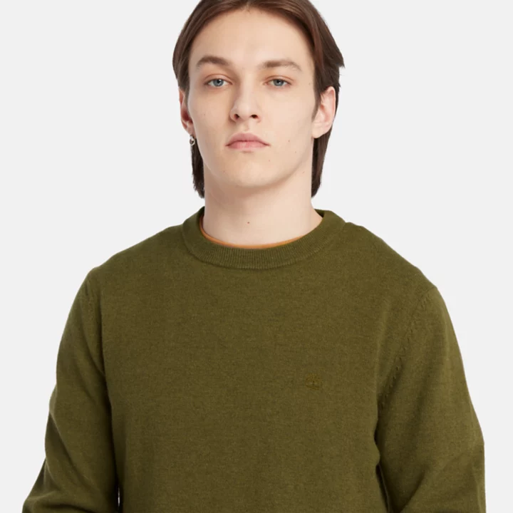 Suéter Cohas Brook de gola redonda para homens na cor verde escuro.