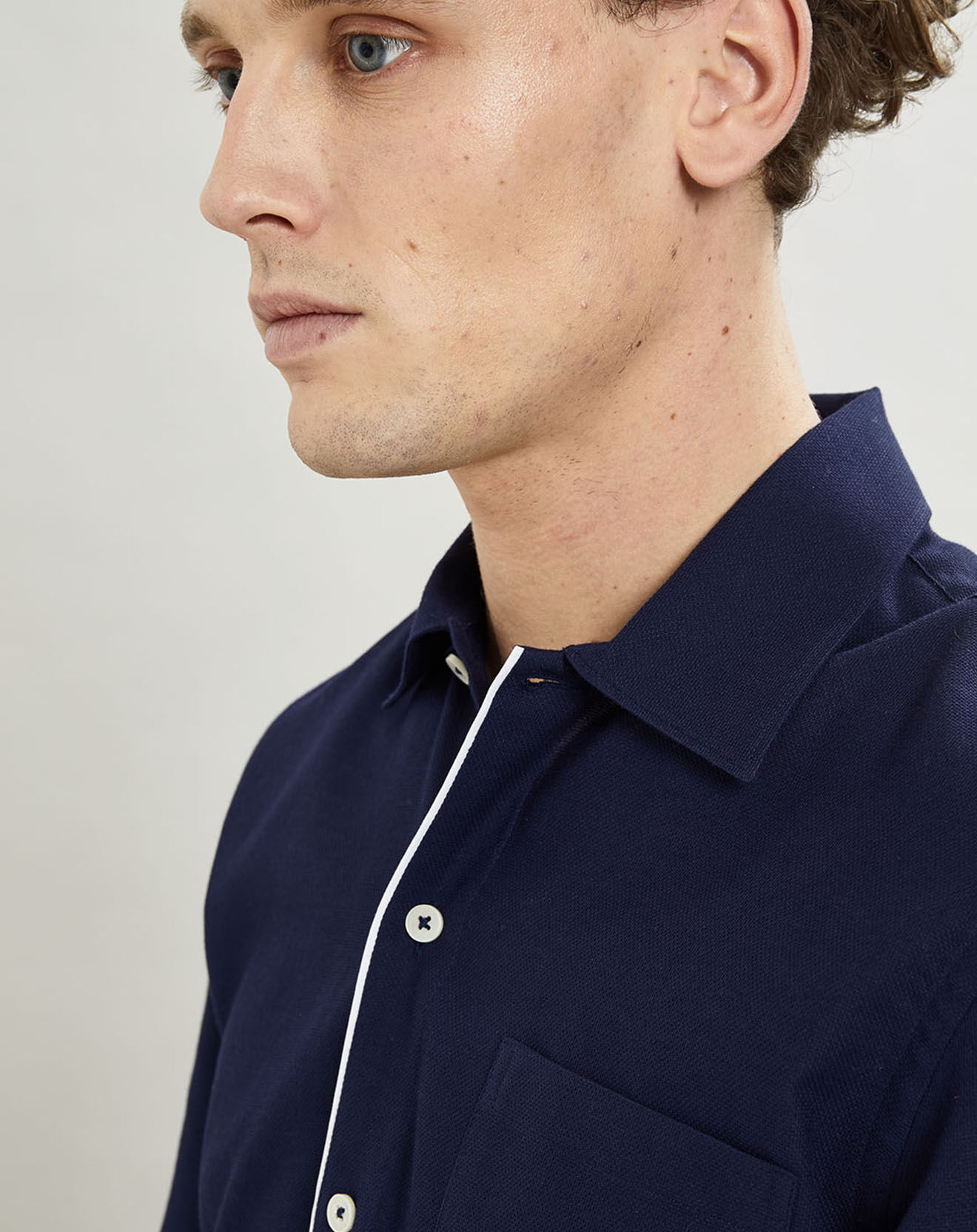 Hackett London Chemise texturée Slim Fit rib gorg bleu marine