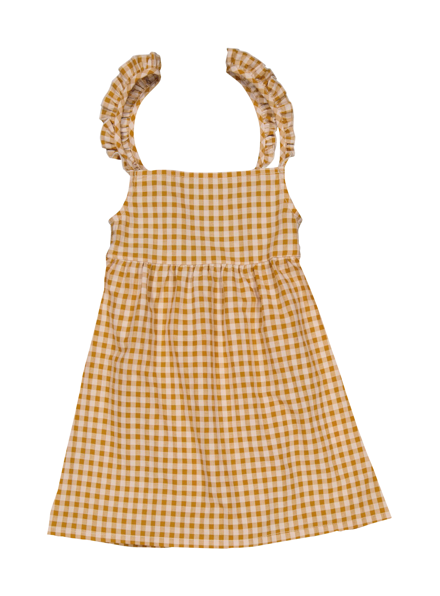 LARA - Robe courte vichy en coton mélangé| Orange