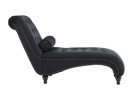 Chaise longue, chaise longue, chaise longue avec clous en laiton sur les côtés, avec coussin lombaire