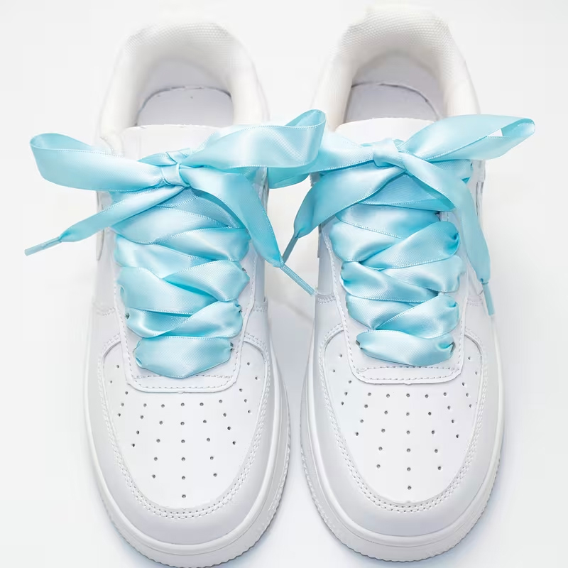 (1 Paar) 120cm Breite Satin Schnürsenkel Klassische Sneaker Schuhbändel - Hellblau