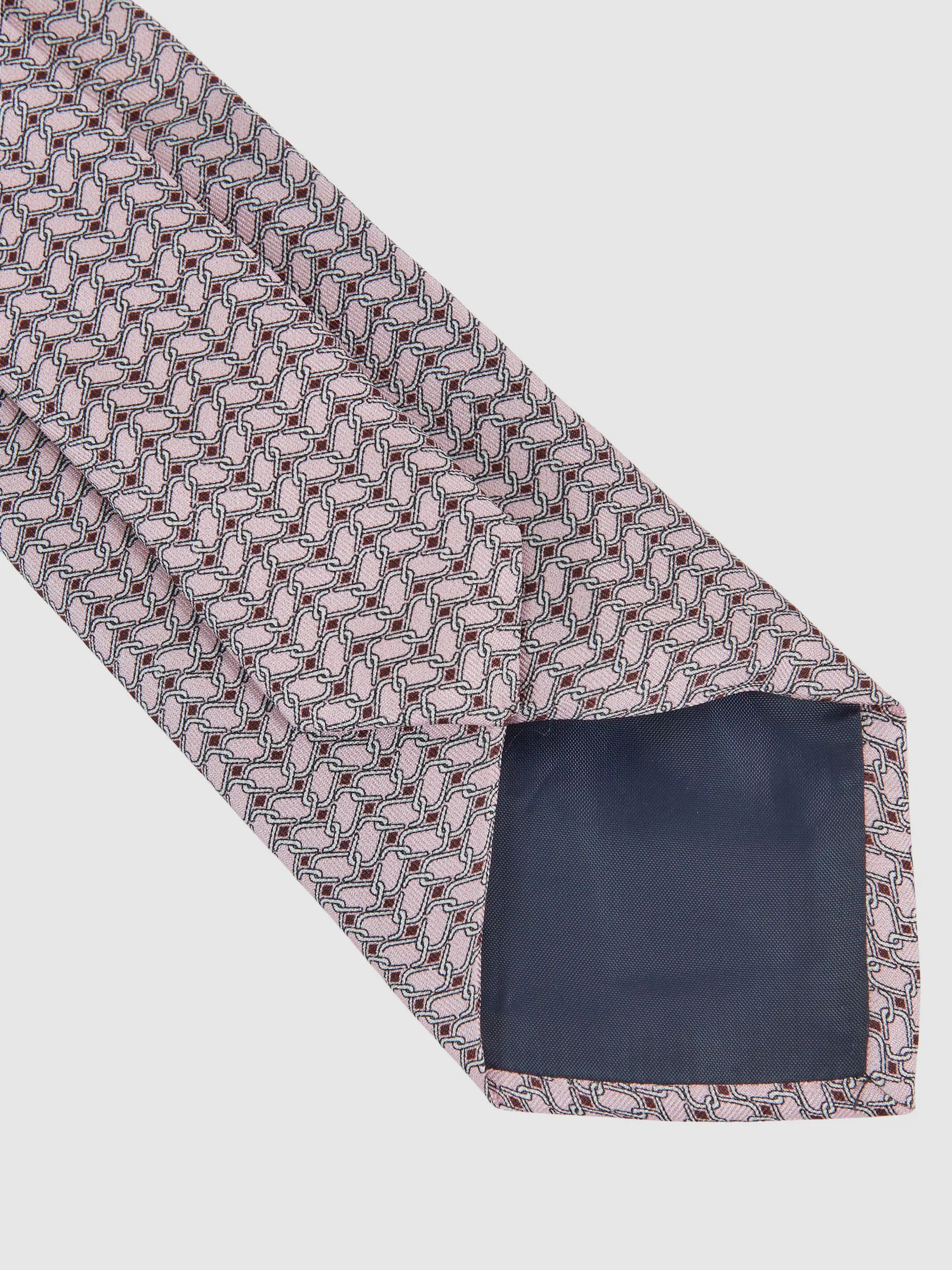 Zachtroze - Reiss Bernardo Silk Geometric-Chain Print Tie