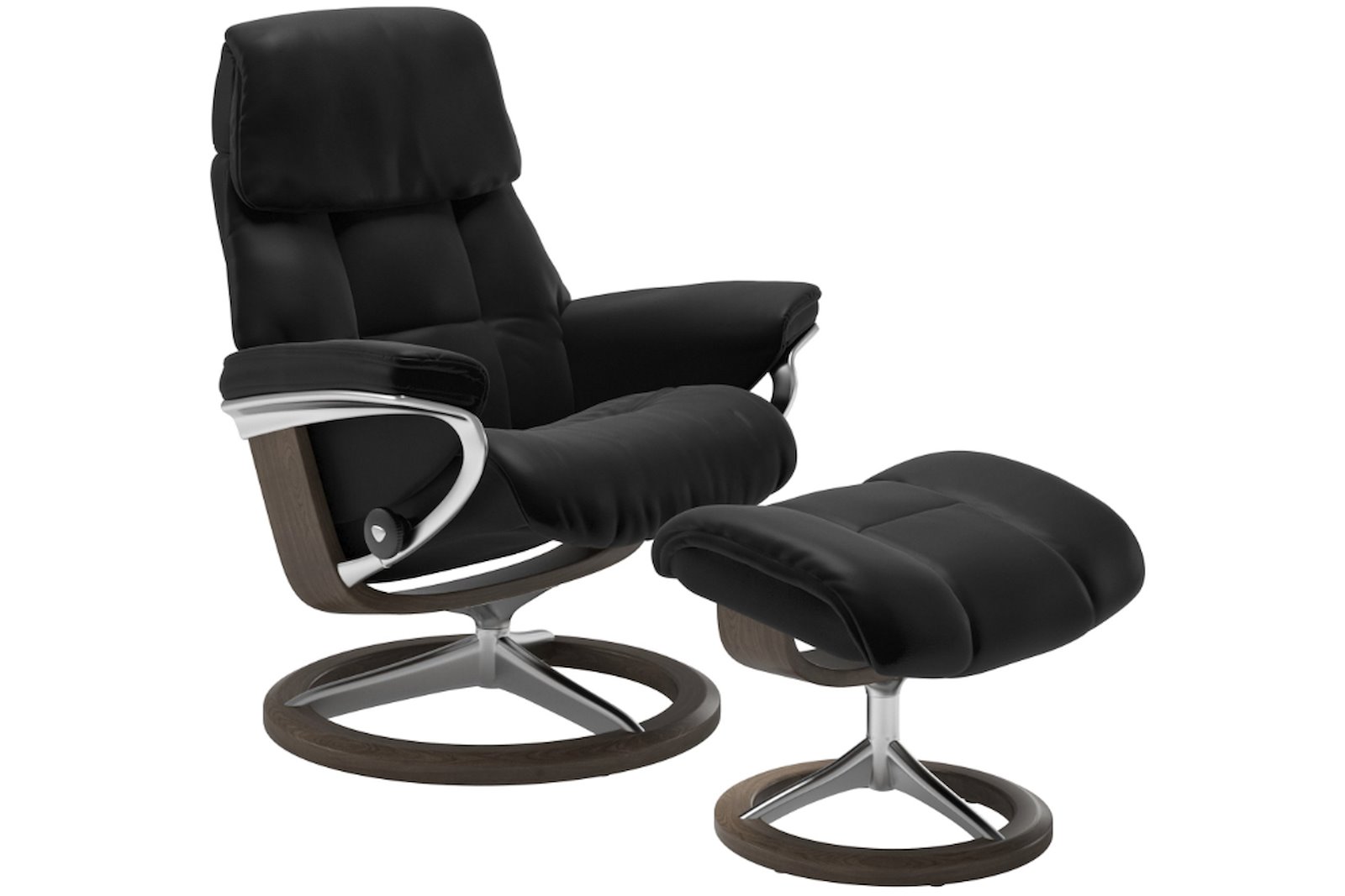 Ruby lenestol med krakk Hud Batick Black - Signature - valnøtt - krom