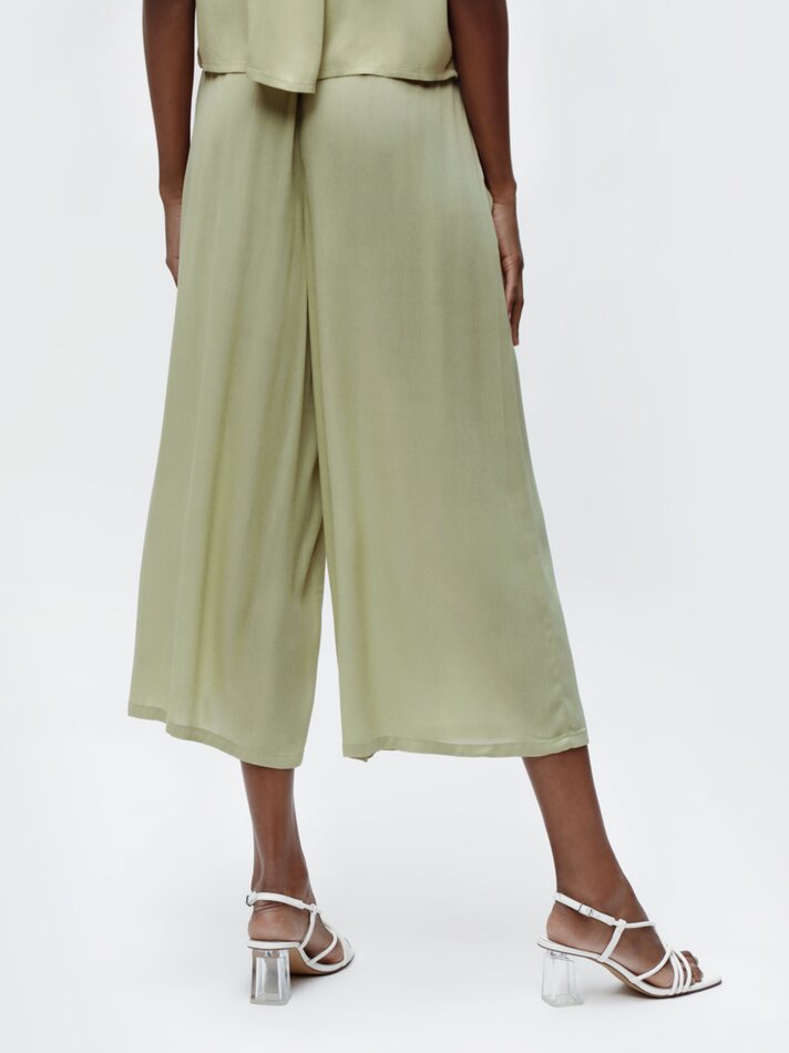 Calças culote de algodão - Verde claro