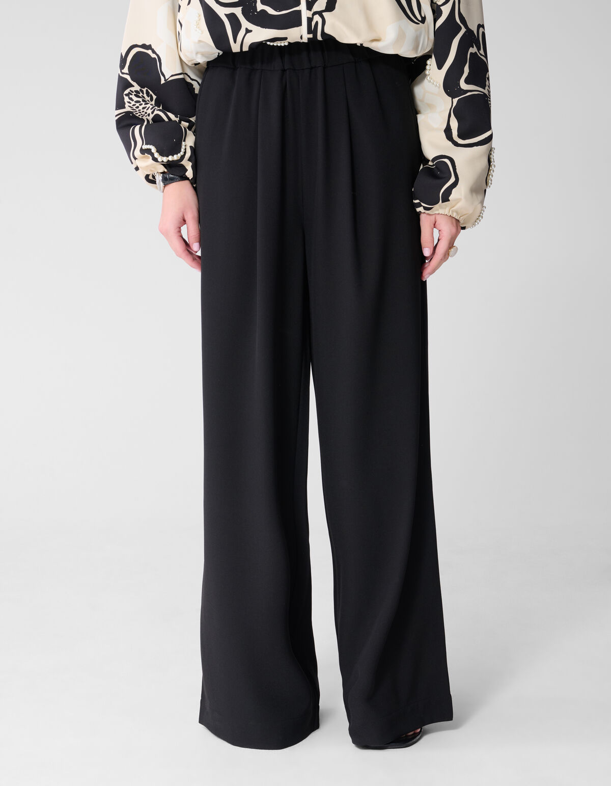 Wide Leg Fit Broek Zwart By Mieke
