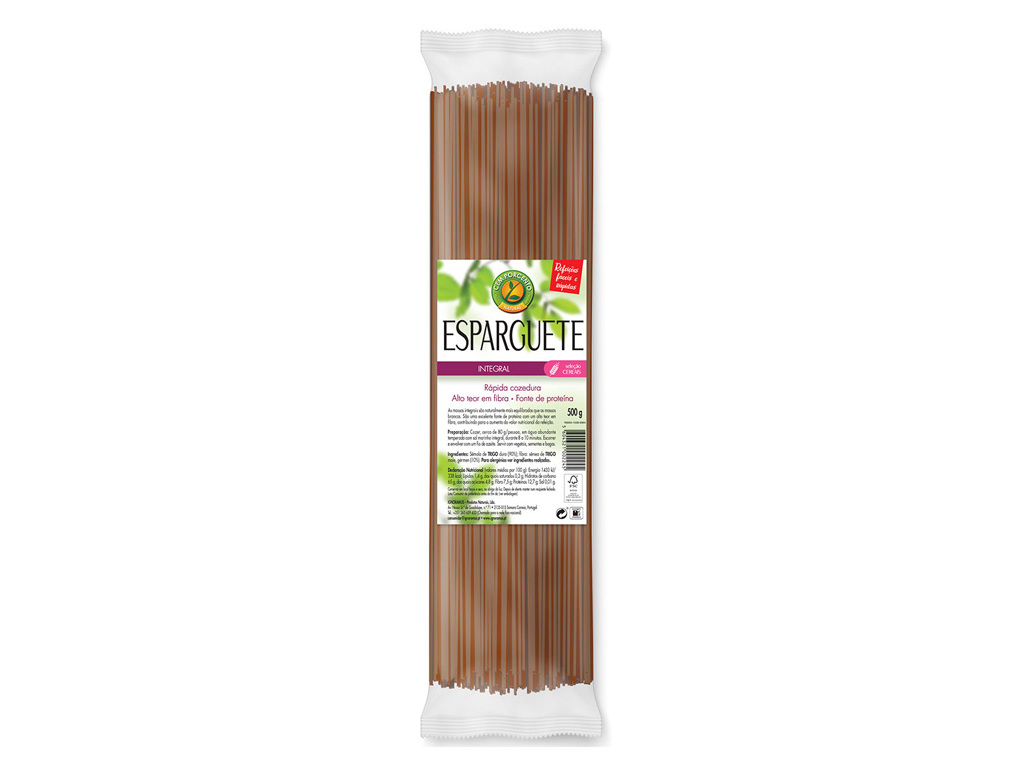 ESPARGUETE CEM PORCENTO INTEGRAL 500G