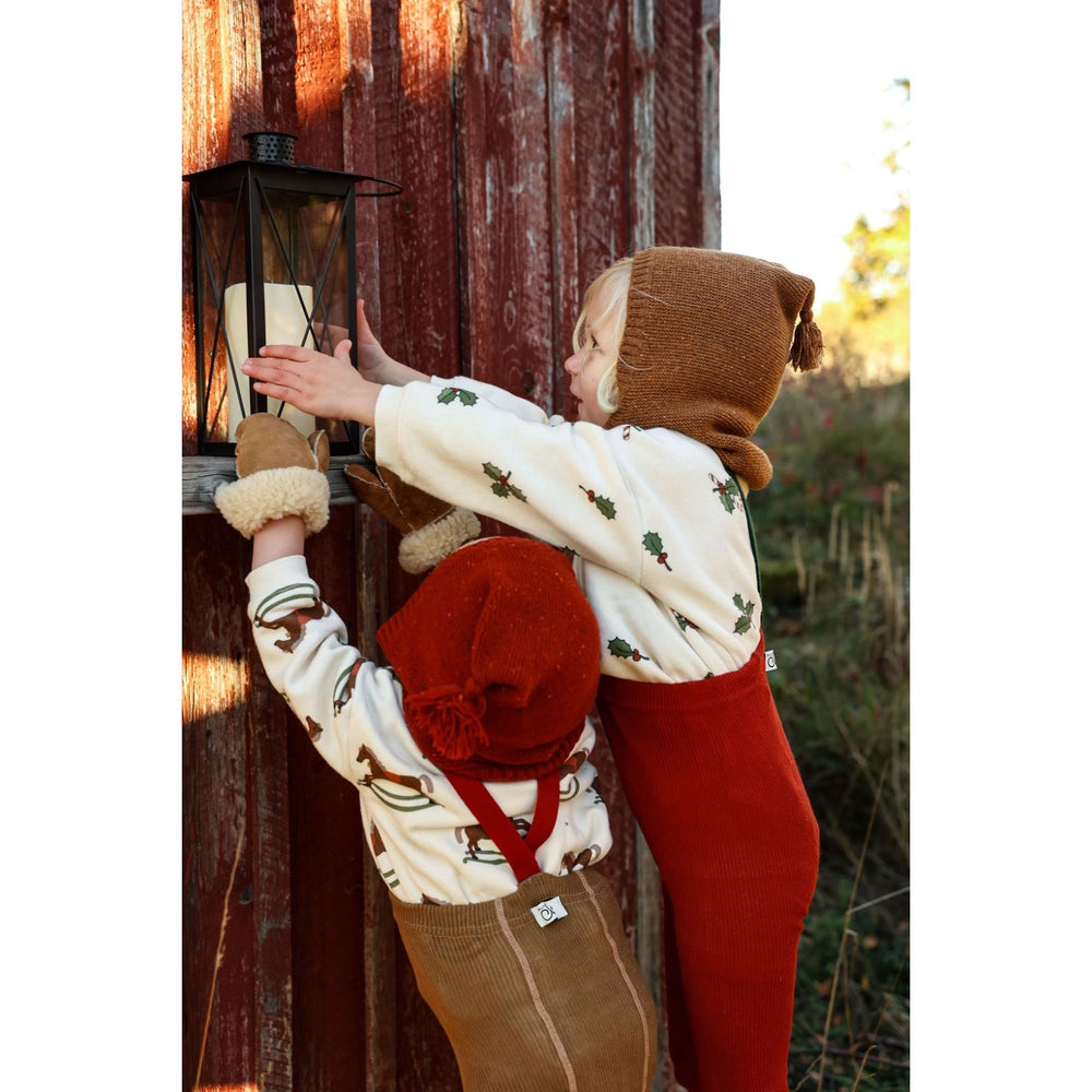 Køb Silly Silas Acorn Brown With Maple Leaf Footless Strømpebukser Christmas Edition