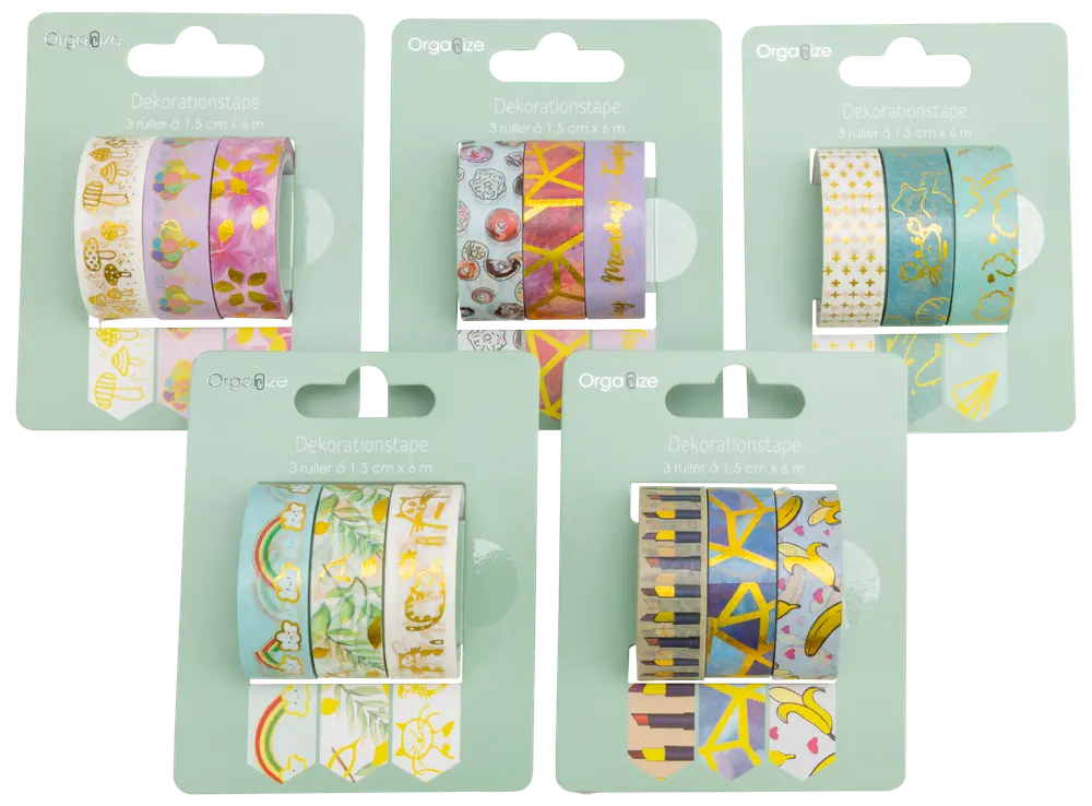Dekorationstape 3-pak - Assorteret design