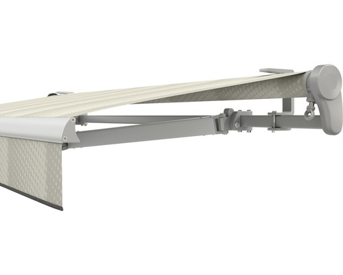 SOLUNA knikarmzonnescherm Trend 2,5x2 Stoffen design J202 Frame zilver geanodiseerd incl. motor, wandschakelaar en noodhandzwengel