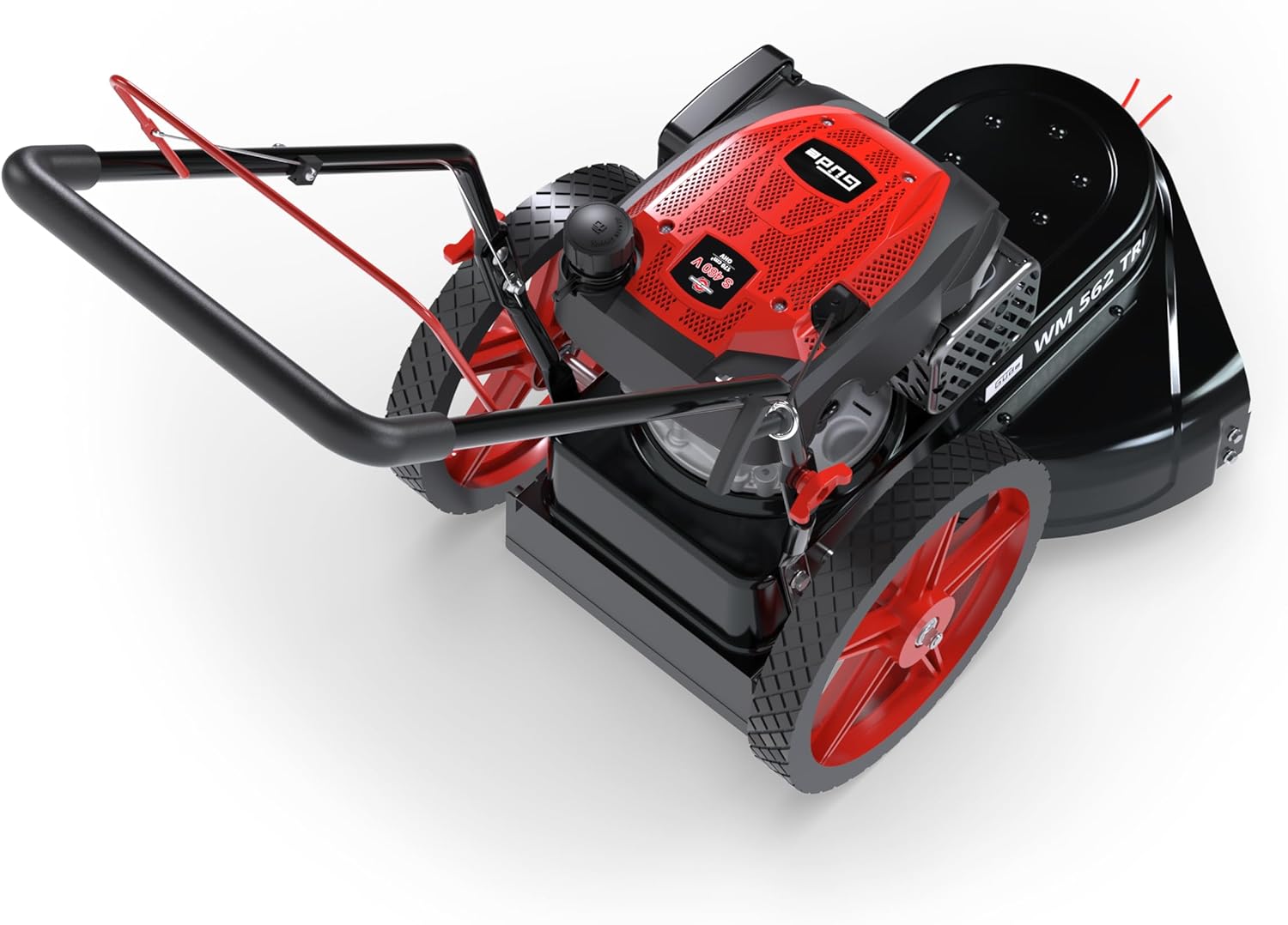 Güde Wiesenmäher WM 562 TRI (4-Takt Power-Engine Motor 3,0/4,0 (kW/PS), 170 cm³ Hubraum, Schnittbreite 56 cm, Schnitthöhe 35-95 mm, 4 mm Doppelfaden, höhenverstb. Fahrbügel, inkl. 4 Ersatzfäden)