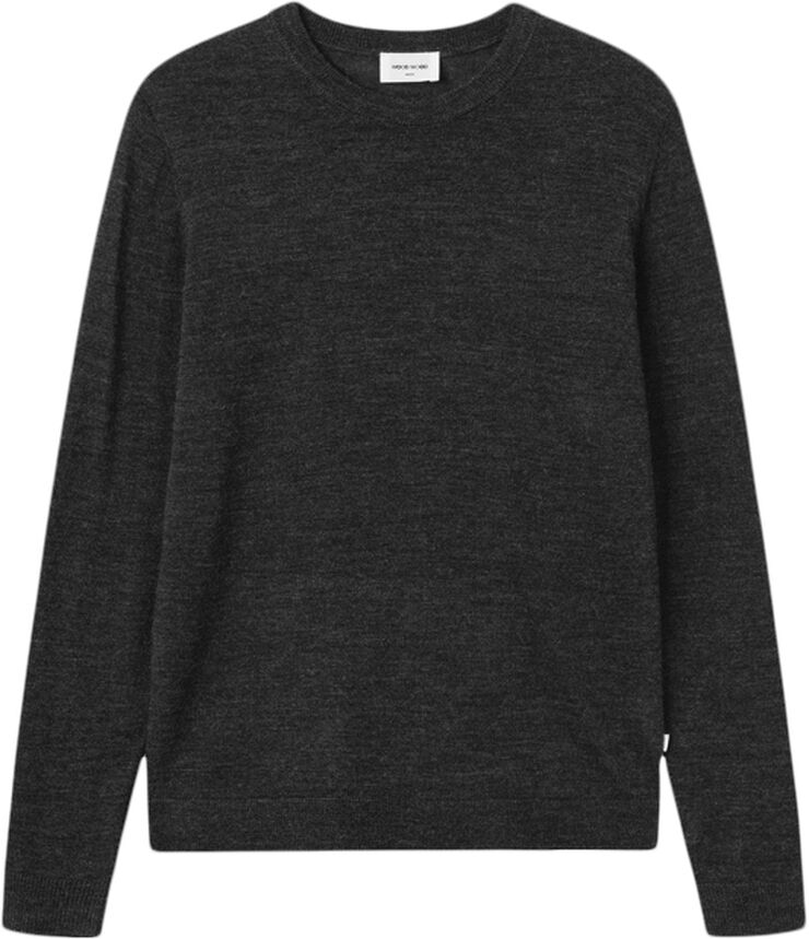 Wood Wood Beckett classic merino jumper Charcoal melange