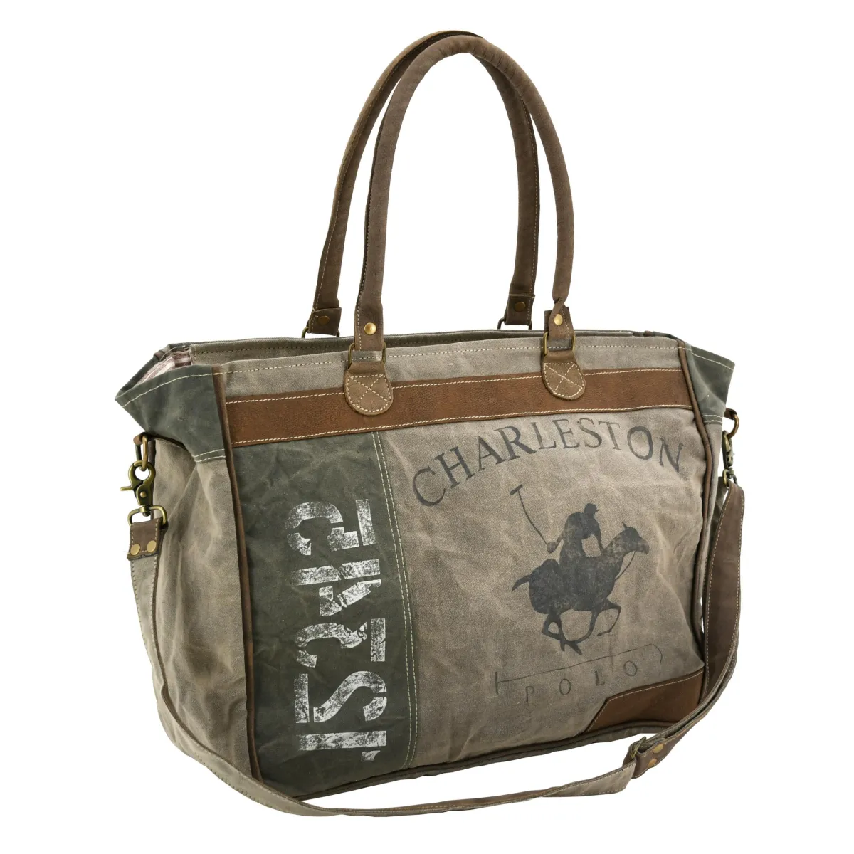 Aubry Gaspard Sac Coton et Cuir Charleston
