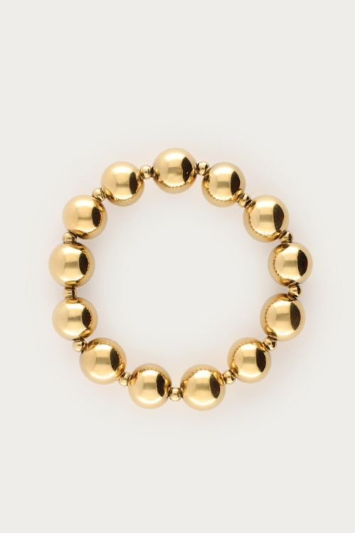Goudkleurige elastieken armband chunky dubbele kralen