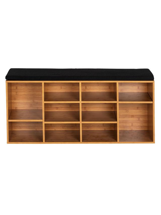 Schuhbank mit Sitzpolster in Bambus-Optik, 10 Fächer, Loft Design Serie