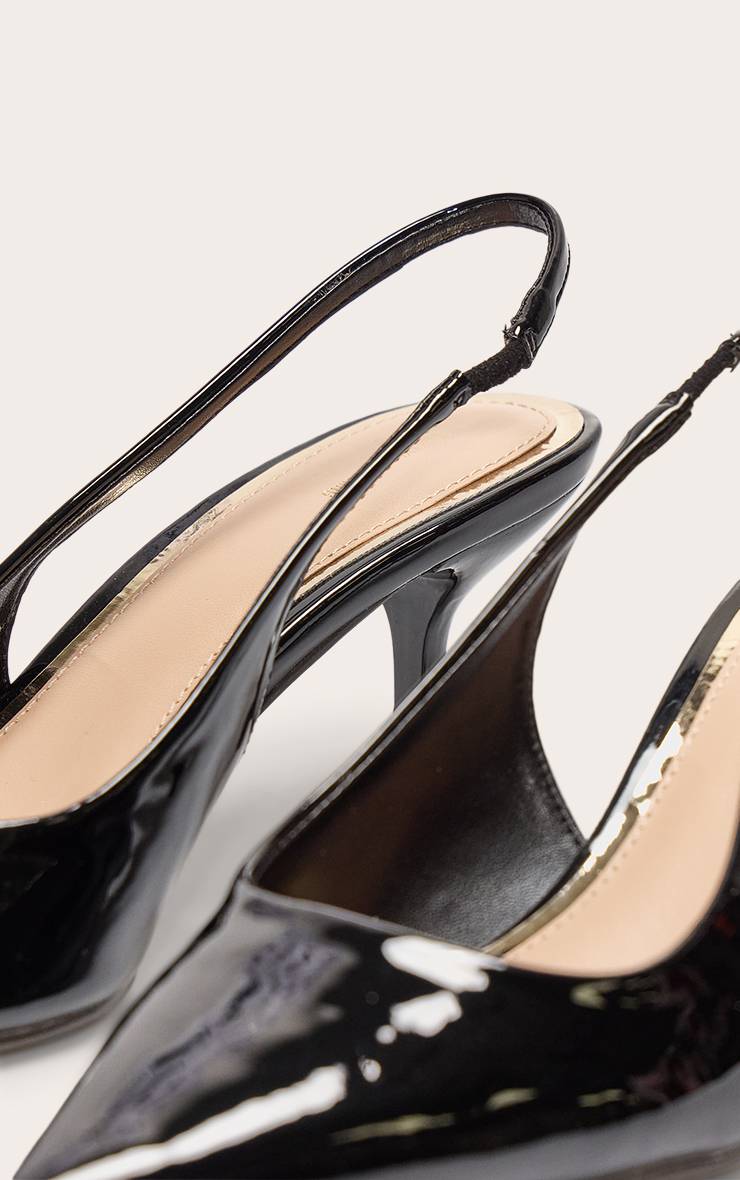Noir Escarpins À Bout Pointu Et Bride Arrière En Synthétiquecuir À Talon Moyen