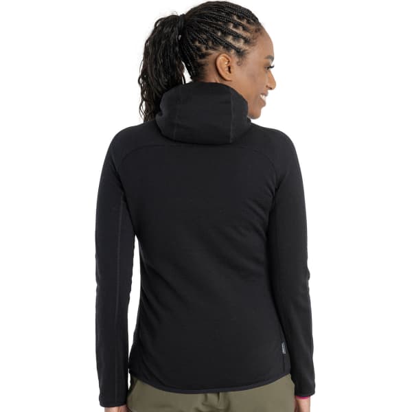 Veste polaire randonnée ICEBREAKER W MER QUANTUM HYBRID LS ZIP HOODIE BLACK