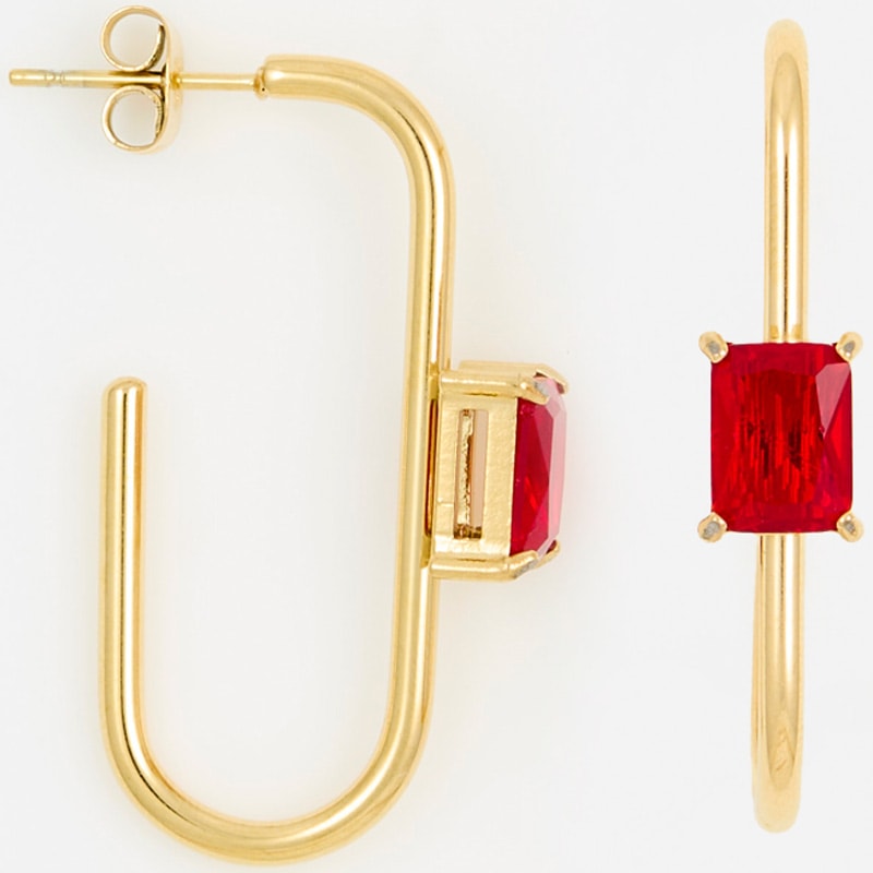 Boucles d'oreilles - Alliage - Doré & rouge