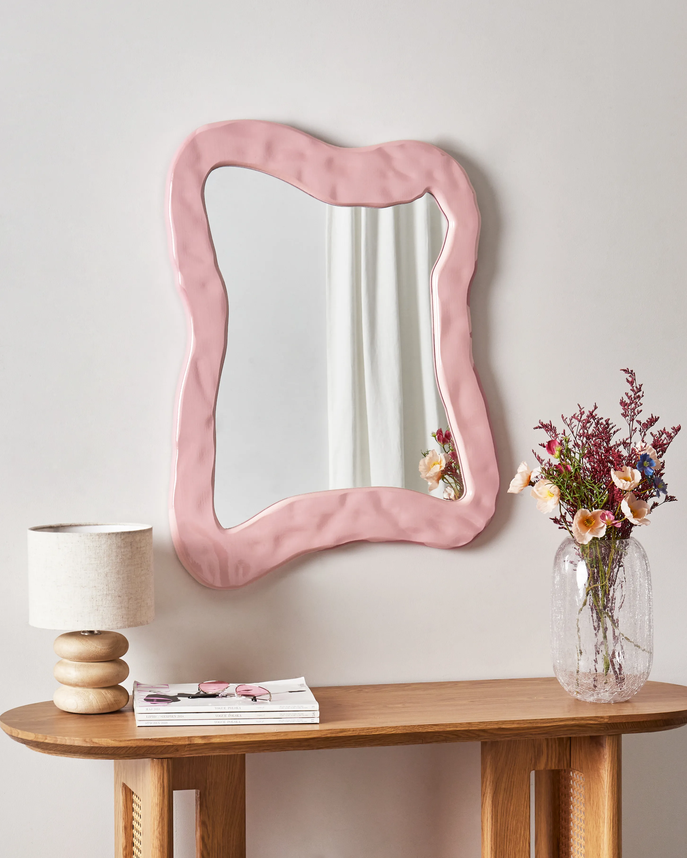 Wandspiegel PENCRAN 60 cm 80 cm Roze