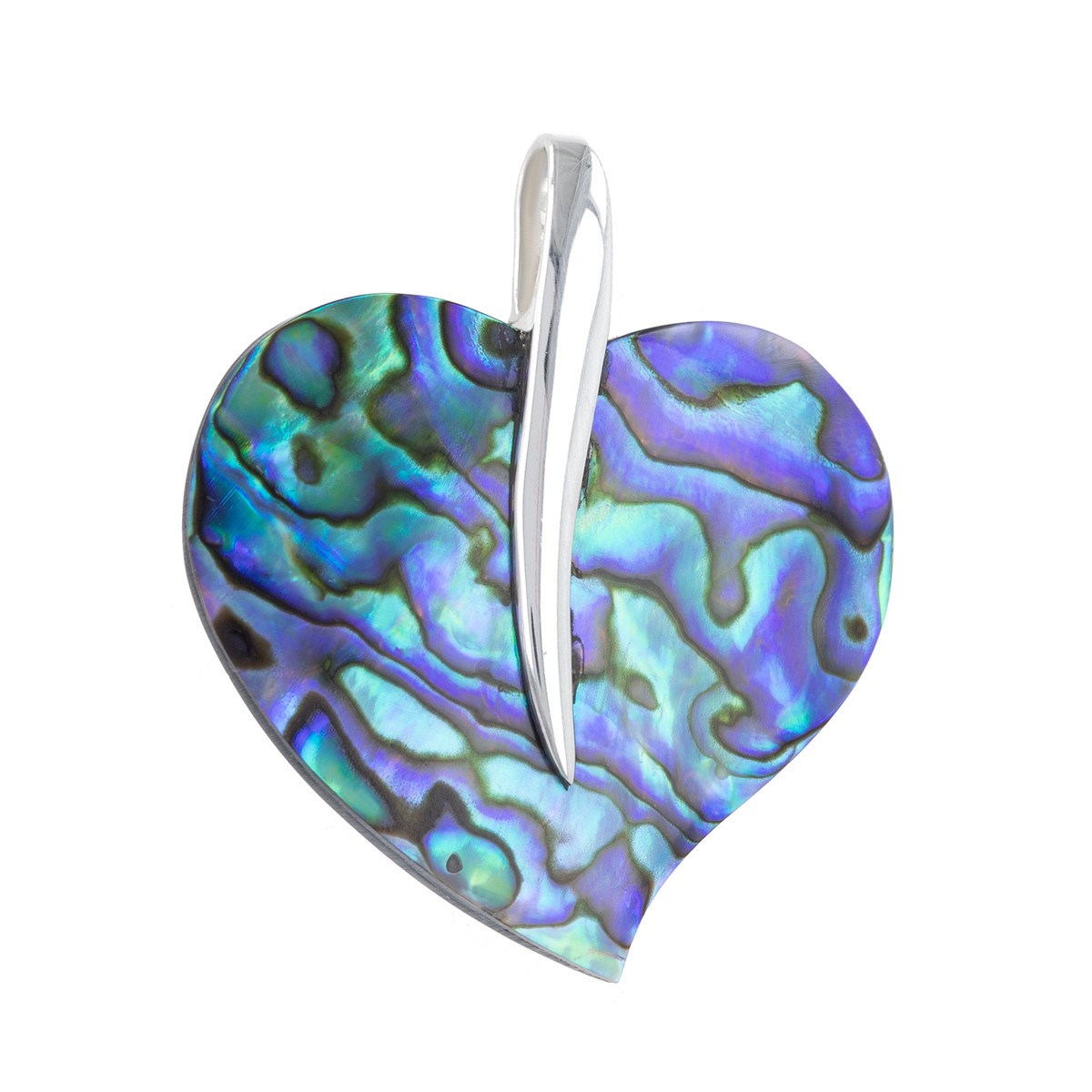Pendentif coeur nacre abalone et argent 925