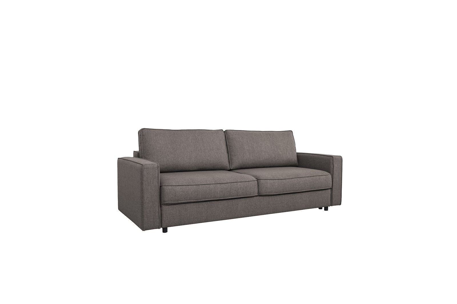 Alex 3-seter sovesofa Tekstil Niva Grey med ben i sort plast. Liggemål 150x200 cm