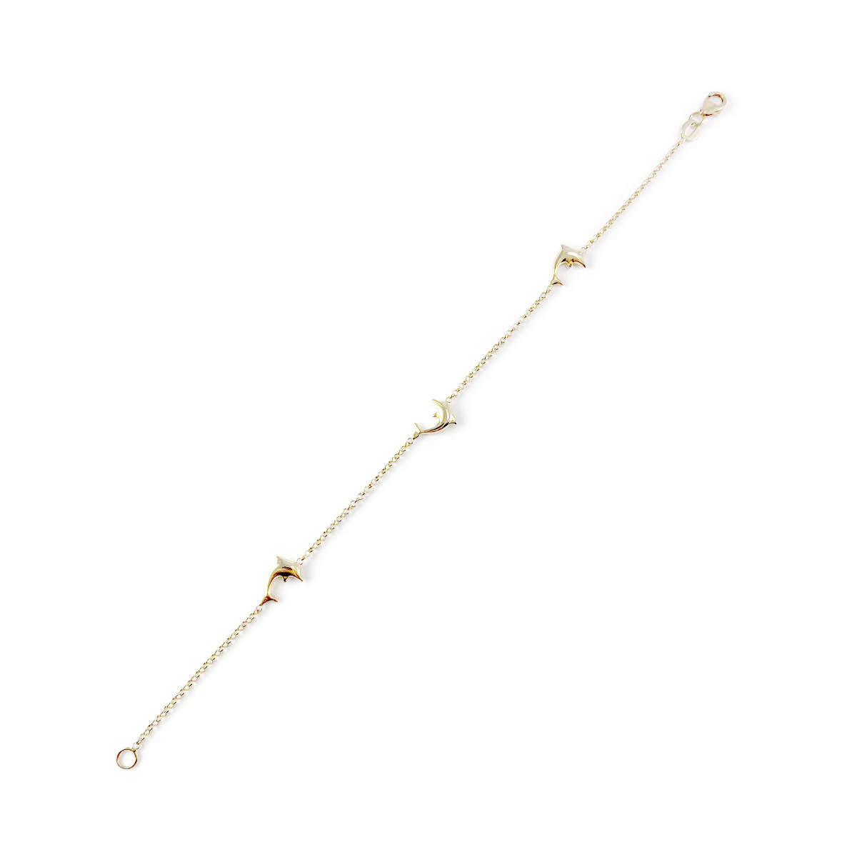 Bracelet d'occasion or 750 jaune maille forçat et dauphins 19.5 cm
