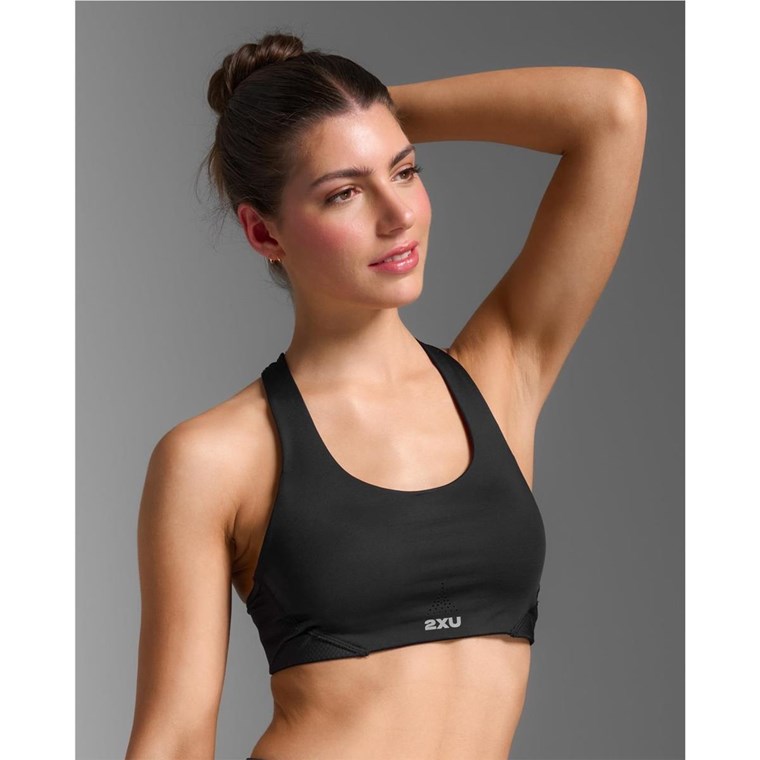 2XU Aero Mesh Medium Impact Bra Black/Silver Reflective