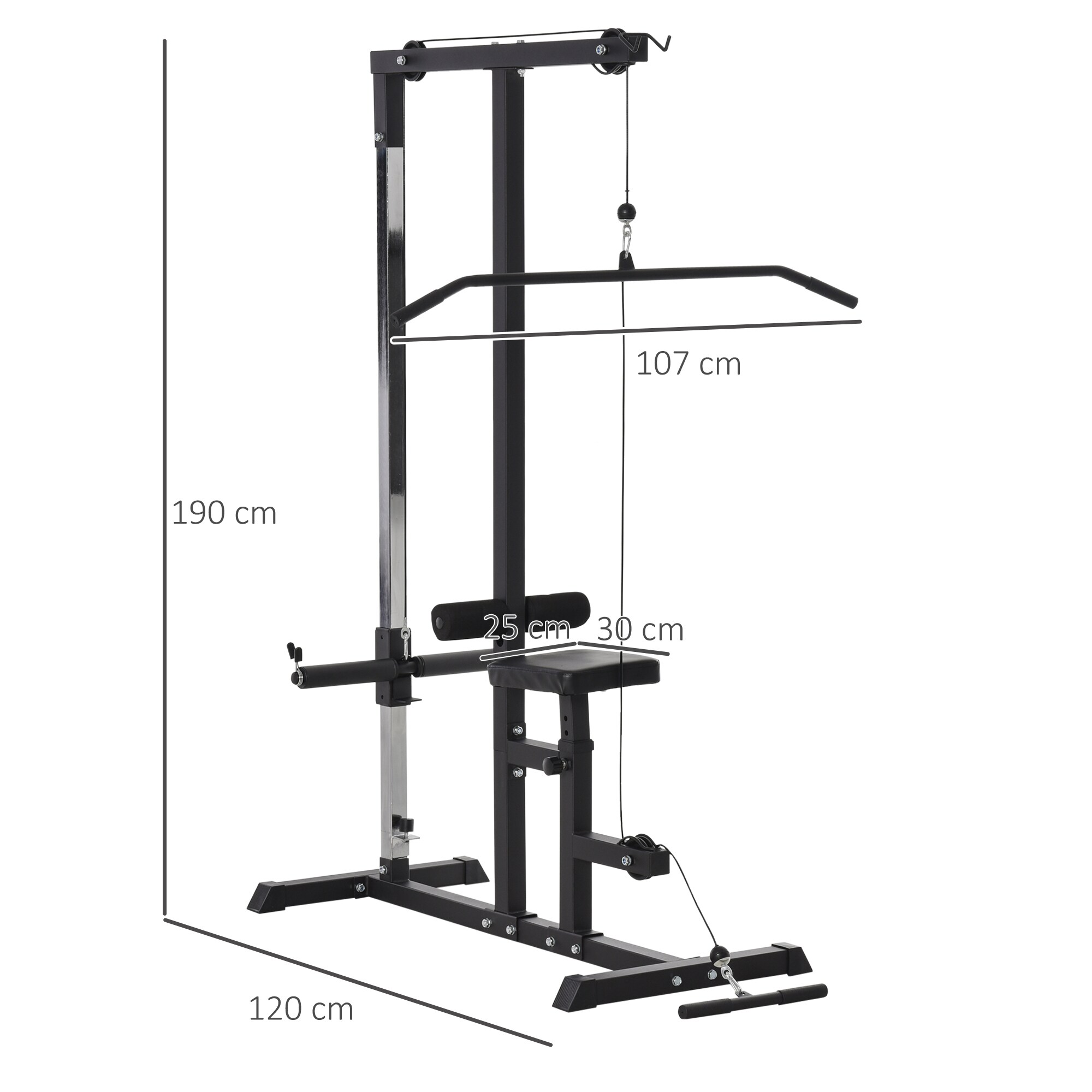 HOMCOM Kraftstation Ideales Training für verschiedene Muskelgruppen, 3 Höhenpositionen Schwarz 107 x 120 x 190 cm (BxTxH)