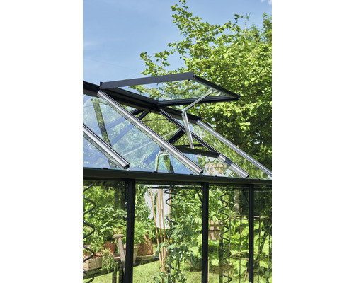 Halls Blockley 810 kas, 3 mm veiligheidsglas met fundering, 256 x 317 cm, zwart