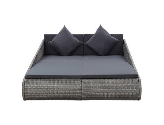 VIDAXL - Lit de jardin gris 200x139 cm résine tressée