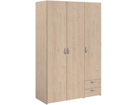 PARISOT - Armoire varia - décor chene et blanc - 3 portes - 2 tiroirs
