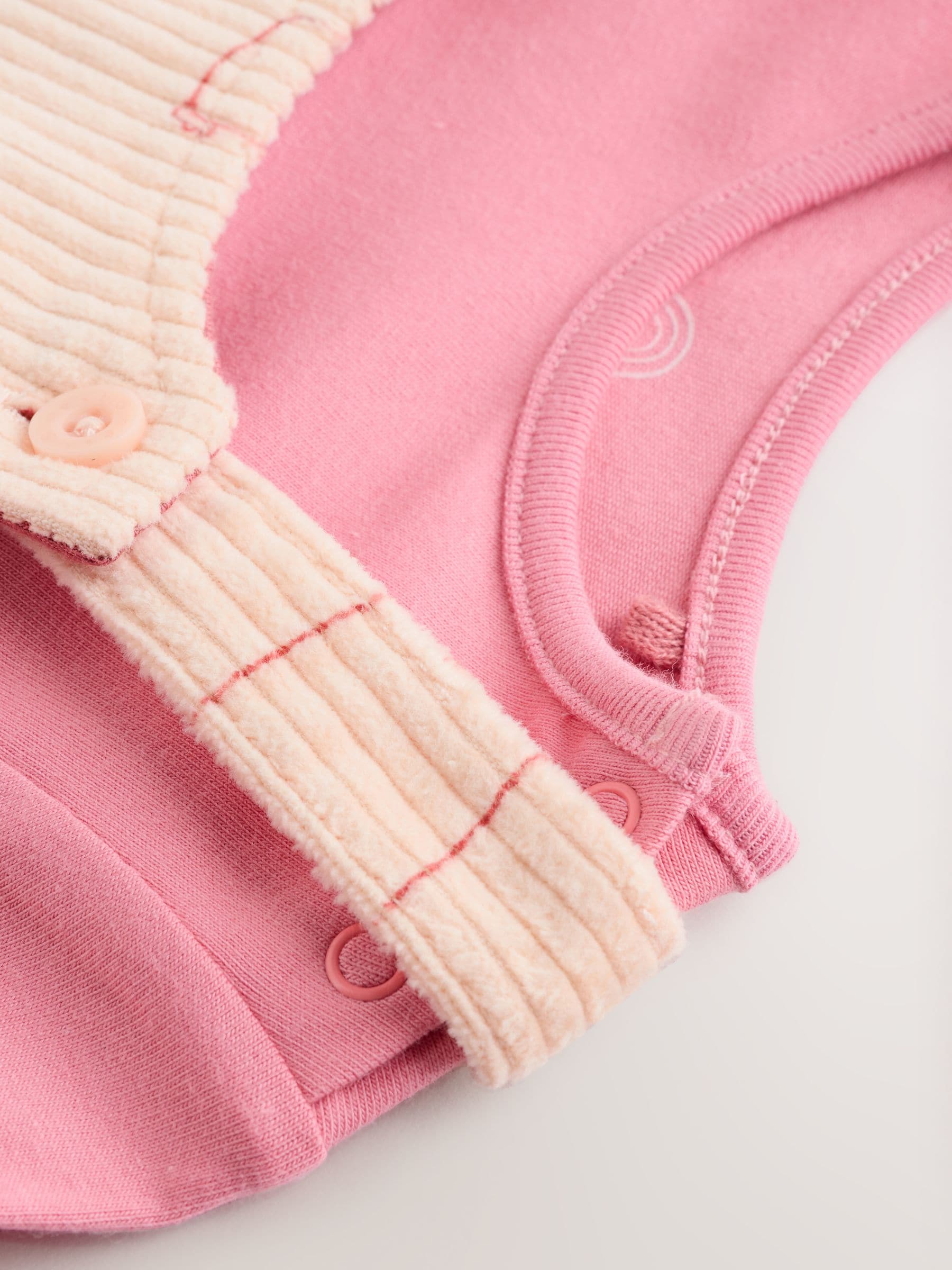 Cream / Pink Character - Babyset van tuinbroek en rompertje, tweedelig (0mnd-3jr)